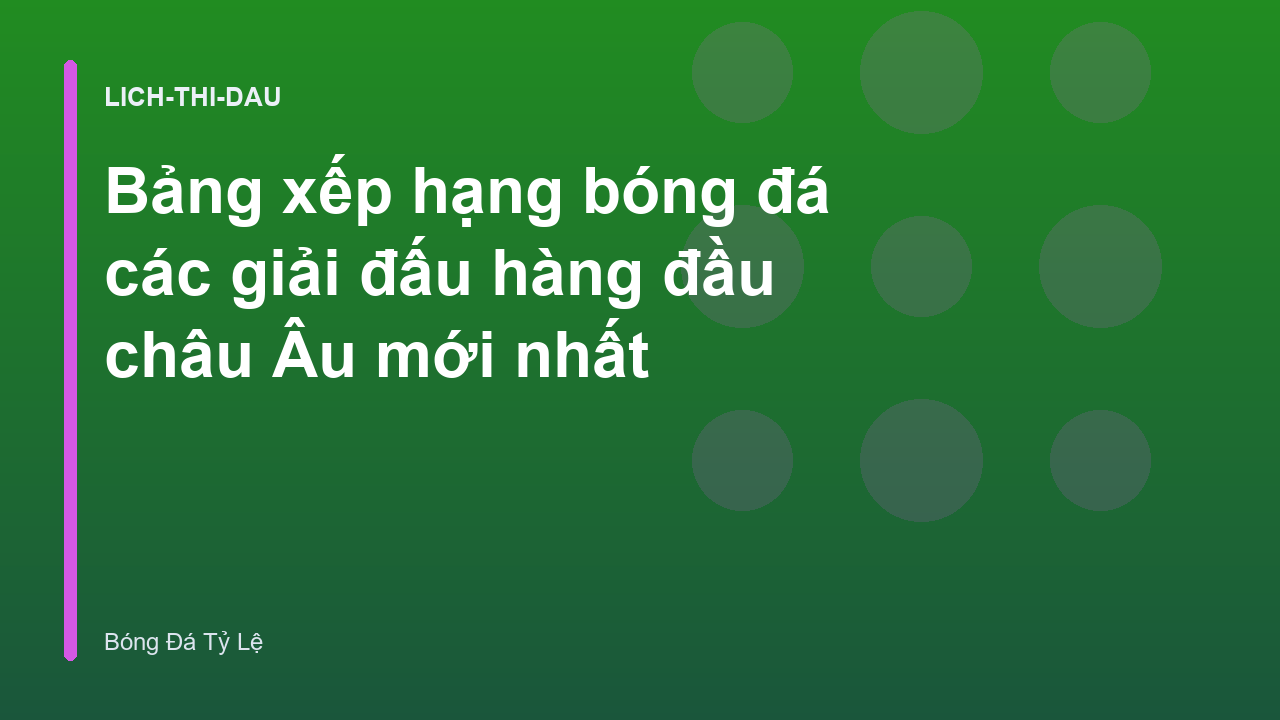 Bảng xếp hạng bóng đá các giải đấu hàng đầu châu Âu mới nhất